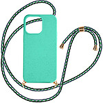 Avizar Coque cordon pour iPhone 15 Pro Silicone Recyclable  Turquoise