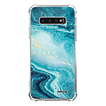 Evetane Coque Samsung Galaxy S10 anti-choc souple angles renforcés transparente Motif Bleu Nacré Marbre