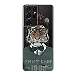 Evetane Coque Samsung Galaxy S21 Ultra 5G silicone transparente Motif Tigre Fashion ultra resistant