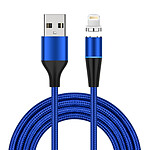 Avizar Câble magnétique USB vers iPhone Lightning en Nylon tressé 1m bleu