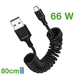 Avizar Câble USB vers USB-C 66W 5A Extensible de 35cm à 80cm Charge Rapide  Noir