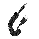 Puluz Câble USB-C vers Jack 3.5mm Mâle Son de Qualité Cordon spiralé 1m  Noir