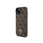 Guess Coque pour Apple iPhone 15 Plus Triangle Strass 4G Marron