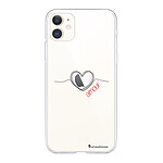 LaCoqueFrançaise Coque iPhone 11 silicone transparente Motif Coeur Noir Amour ultra resistant