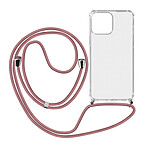 Avizar Coque Cordon Transparente Pour iPhone 13 Pro Max Lanière Amovible Rose