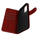 Avizar Housse Oppo A94 5G Éco-cuir aspect cuir vieilli Porte-carte Support vidéo Rouge