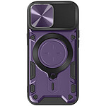 Avizar Coque pour iPhone 15 Bague Métallique Bi-matière Antichoc Violet