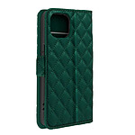 Avizar Étui pour iPhone 15 Portefeuille Design rhombique matelassé  vert