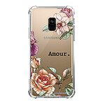 LaCoqueFrançaise Coque Samsung Galaxy A8 2018 anti-choc souple angles renforcés transparente Motif Amour en fleurs