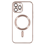 Avizar Coque MagSafe pour iPhone 13 Pro Silicone Protection Caméra  Contour Chromé Rose Gold