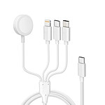 Avizar Câble USB-C vers Lightning, micro-USB, USB-C et Chargeur Magnétique Intensité 2A  Blanc