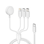 Avizar Câble USB-C vers Lightning, micro-USB, USB-C et Chargeur Magnétique Intensité 2A Blanc