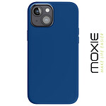 Moxie Coque pour iPhone 15 Semi-rigide Intérieur Microfibre Bords Surélevés Bleu Nuit