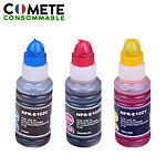 COMETE - 102 - 3 Recharges 102 Compatibles pour imprimantes Epson Ecotank - Couleur - Marque française