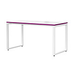 Bureau Blanc  MT1 Elégance L160xP67 Plateau Blanc -Prune et Piétement Blanc