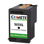 COMETE - 305XL - 1 Cartouche Compatible avec HP 305 XL sans Niveau d'encre - Noir - Marque française