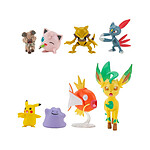 Pokémon - Pack 8 figurines Battle Figure Set Pikachu femelle, Rondoudou, Rocabot, Farfuret, Abr