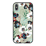 LaCoqueFrançaise Coque iPhone X/Xs Silicone Liquide Douce noir Fleurs vert d'eau