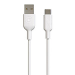 Muvit Câble USB-C vers USB 2.0 Charge Rapide 3A et Synchronisation 1,2m Blanc