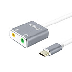 LinQ Adaptateur USB-C vers Double Jack 3.5mm femelle Audio et Micro  Gris