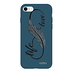 Evetane Coque iPhone 7/8/ iPhone SE 2020 Silicone Liquide Douce bleu marine Love Life