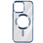 Avizar Coque MagSafe pour iPhone 15 Pro Silicone Protection Caméra  Contour Chromé Bleu