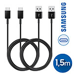 Samsung Câbles USB-C vers USB A Câble 1,5m Charge/Synchro Packs x2 Original  Noir
