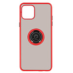 Avizar Coque Apple iPhone 12 Mini Bi-matière Bague Métallique Fonction Support rouge