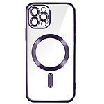 Avizar Coque MagSafe pour iPhone 12 Pro Silicone Protection Caméra  Contour Chromé Violet