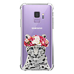 Evetane Coque Samsung Galaxy S9 anti-choc souple angles renforcés transparente Motif Leopard Couronne
