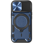 Avizar Coque pour iPhone 15 Plus Bague Métallique Bi-matière Antichoc Bleu