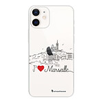 LaCoqueFrançaise Coque iPhone 12 mini 360 intégrale transparente Motif J'aime Marseille Tendance