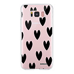 Evetane Coque Samsung Galaxy S8 Plus 360 intégrale transparente Motif Coeurs Noirs Tendance