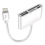 Avizar Lecteur carte iPhone / iPad Lightning vers USB / TF / Micro-SD / Lightning Blanc