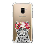 Evetane Coque Samsung Galaxy A8 2018 anti-choc souple angles renforcés transparente Motif Leopard Couronne