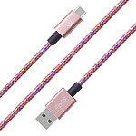 BigBen Connected Câble Tissé USB A/USB C 2m - 3A Rose