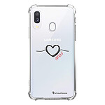 LaCoqueFrançaise Coque Samsung Galaxy A20e anti-choc souple angles renforcés transparente Motif Coeur Noir Amour