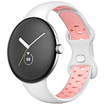 Avizar Bracelet Google Pixel Watch Silicone Bicolore Souple  Blanc/Rose 217 mm