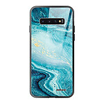 Evetane Coque Galaxy S10 Coque Soft Touch Glossy Bleu Nacré Marbre Design