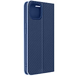Avizar Étui pour iPhone 14 avec Porte-carte Effet Carbone  Bleu et Argent