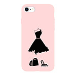 Evetane Coque iPhone 7/8/ iPhone SE 2020 Silicone Liquide Douce rose pâle My little black dress