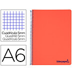 LIDERPAPEL Cahier spirale a6 micro wonder 240 pages 90g 5x5mm 4 bandes couleurs rouge x 3