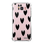 Evetane Coque Samsung Galaxy S8 Plus anti-choc souple angles renforcés transparente Motif Coeurs Noirs