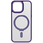 Avizar Coque MagSafe pour iPhone 15 Pro Silicone Gel Anneau Fonction Support  Dos Givré Contour Violet