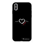 LaCoqueFrançaise Coque iPhone X/Xs Silicone Liquide Douce noir Coeur Blanc Amour