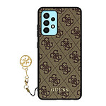 Guess Coque pour Samsung Galaxy A32 Bi-matière Finition tissée 4G Charms Guess Marron