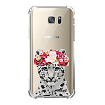 Evetane Coque Samsung Galaxy S7 anti-choc souple angles renforcés transparente Motif Leopard Couronne