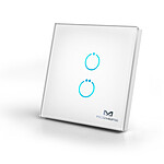 MCO HOME - Interrupteur tactile Z-Wave 2 charges Blanc