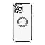 Avizar Coque iPhone 13 Pro Max Silicone Bloc Caméra Couvert Transparent Contour Noir Chromé