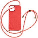 Avizar Coque cordon pour iPhone 15 Silicone Recyclable Rouge